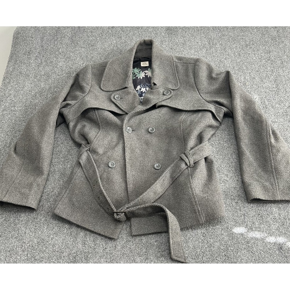 Old Navy‎ Coat Womens  Gray Wool Blend Pockets Belted  Double Breasted Coat 2XL